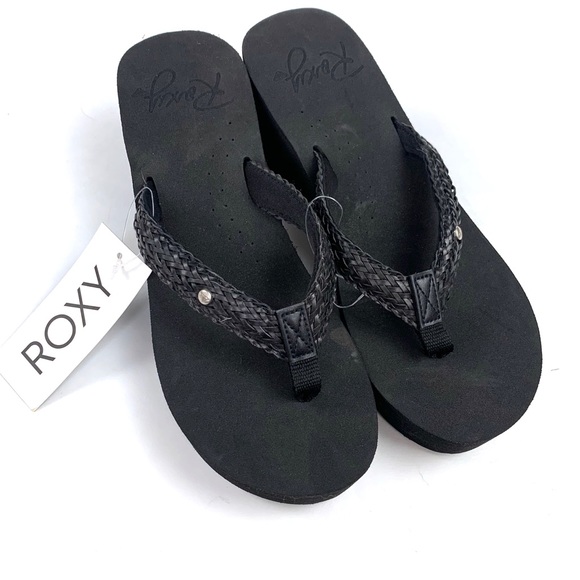 Roxy Mellie Toe Thong Platform Sandal Black 8